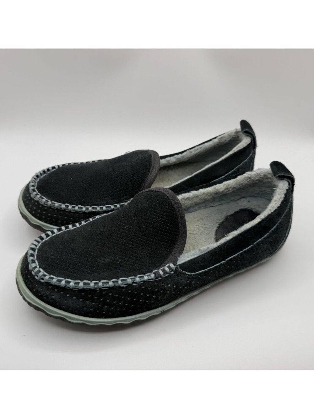 L.L. Bean Mountain Slippers Moccasin Women Size 8M Dark Blue Suede Comfort Cozy